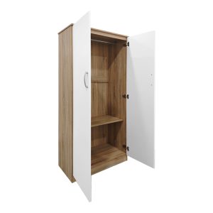 Ντουλάπα δίφυλλη Athos pakoworld σε sonoma-λευκή απόχρωση 80x42x180εκ