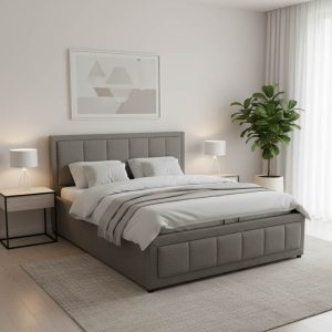 Κρεβάτι Huga pakoworld με αποθηκευτικό χώρο ύφασμα γκρι 160x200εκ