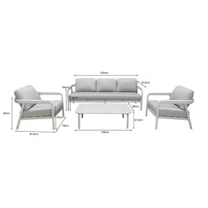 Σαλόνι εξωτερικού χώρου Marlena pakoworld μπεζ αλουμίνιο με ύφασμα σε απόχρωση ανοιχτό γκρι