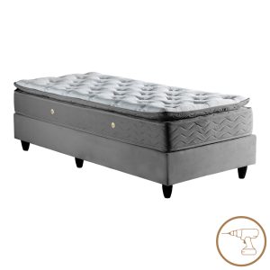 Κρεβάτι Υπόστρωμα μονό Pakda pakoworld ανθρακί βελούδο 90x200εκ