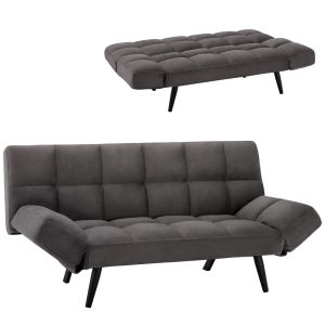 ΚΑΝΑΠΕΣ ΚΡΕΒΑΤΙ 3ΘΕΣΙΟΣ ΑΠΟ ΒΕΛΟΥΔΟ ΓΚΡΙ HM3167.01 182Χ80Χ88Υ εκ.