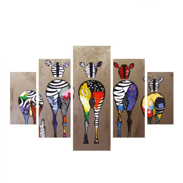 pinakas-pentaptycho-mdf-colorful-zebras-