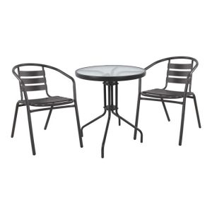 ΣΕΤ 3ΤΜΧ ΜΕ ΤΡΑΠΕΖΙ LIMA Φ60Χ70Υ & ΠΟΛΥΘΡΟΝΕΣ LAURA ΓΚΡΙ ΧΡΩΜΑ HM10467.01