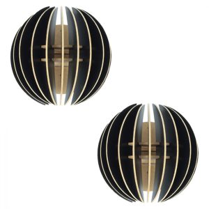 ΣΕΤ ΑΠΛΙΚΕΣ ΤΟΙΧΟΥ 2ΤΜΧ ΞΥΛΙΝΕΣ ΑΠΟ MDF ΜΑΥΡΟ HM7381.03 19,5x16,5x19,5Υ εκ.