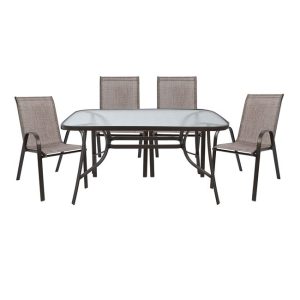 ΣΕΤ ΤΡΑΠΕΖΑΡΙΑΣ ΕΞ.ΧΩΡΟΥ 5ΤΜΧ HM5200.02 ΜΕ 4 ΚΑΡΕΚΛΕΣ & ΤΡΑΠΕΖΙ 140Χ80--ΚΑΦΕ